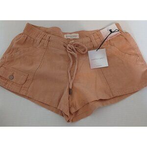 Happily Grey Linen Blend Shorts Tan Women’s Size L Drawstring NEW with Tags